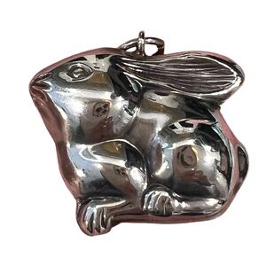 Vintage Sterling Silver Puffy 3D Large Bunny Charm - Polished